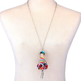 Colorful Crystal Handmade French Doll Necklace